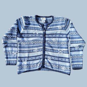 ❝ Talbots vintage 90s blue winter snowflake cardigan ❄️⋯ ❞